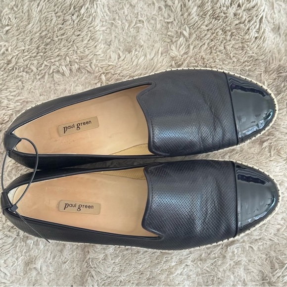 PAUL GREEN Posh Black Perforated Leather Espadrille Loafer - Picture 6 of 9